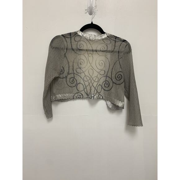 Komarov Textured Chiffon Waterfall Sheer Cardigan Beige Size Medium - Picture 4 of 5